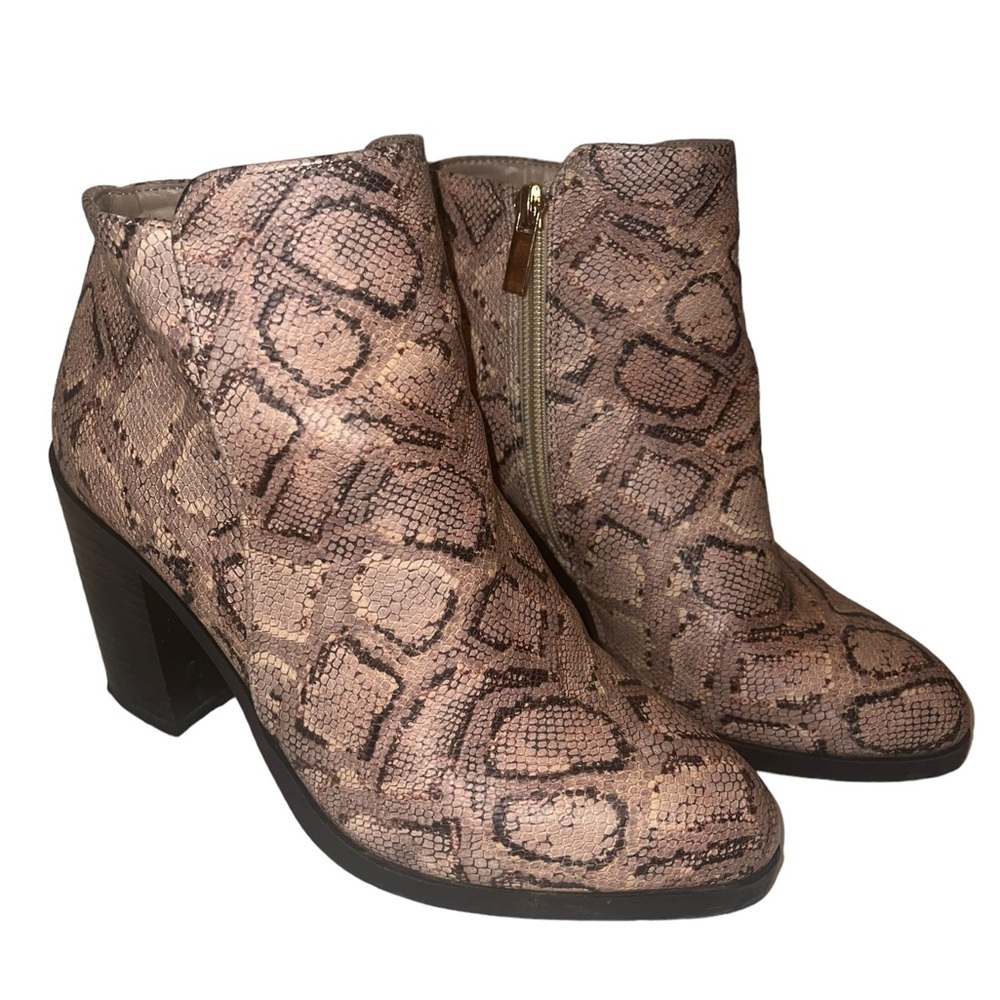 Women’s ankle boots, snake skin, Tan/Brown, Size: 7 1/2